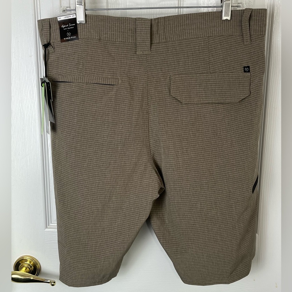 Burnside Hybrid Series Land+Sea men’s shorts in khaki, size 34, length 21” - Picture 2 of 8